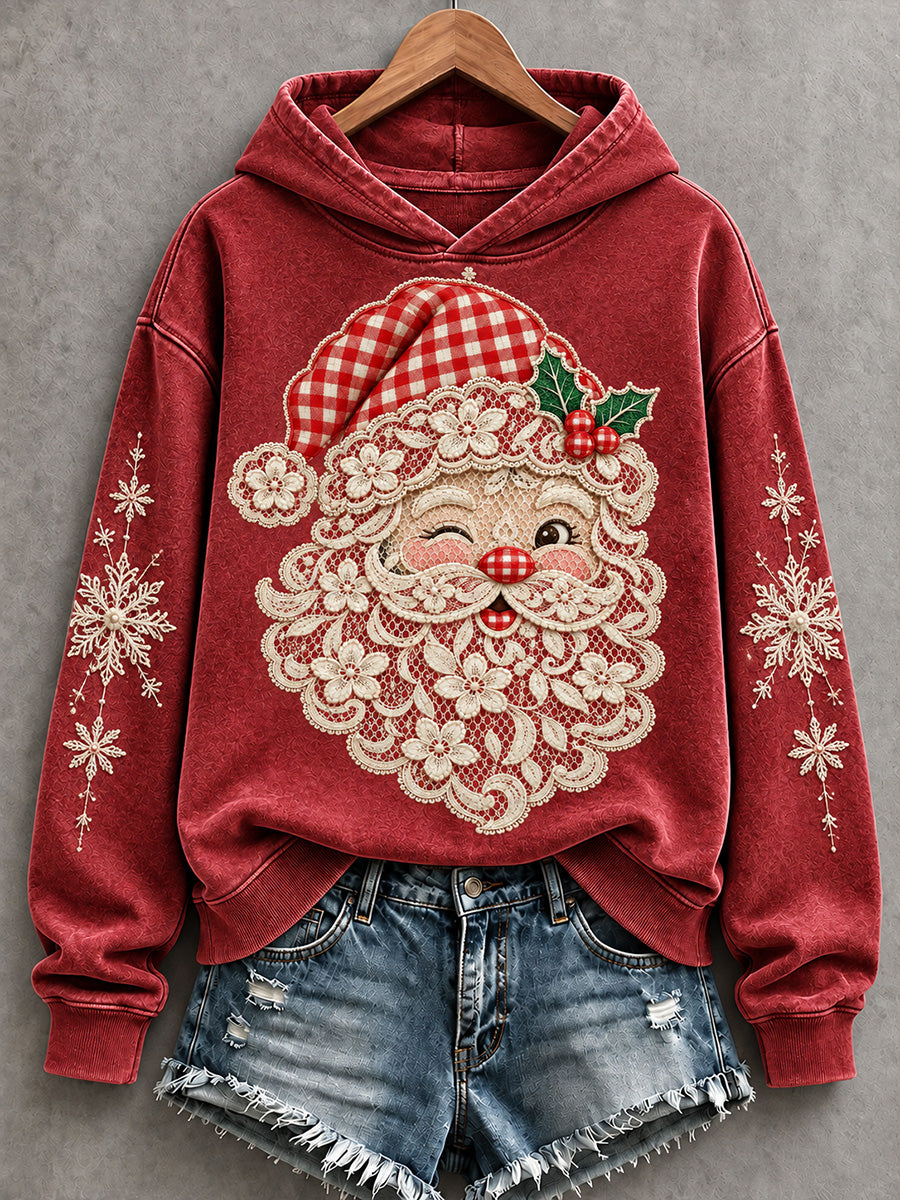 Kvinders Retro blonder jule Santa Print hyggelig hættere