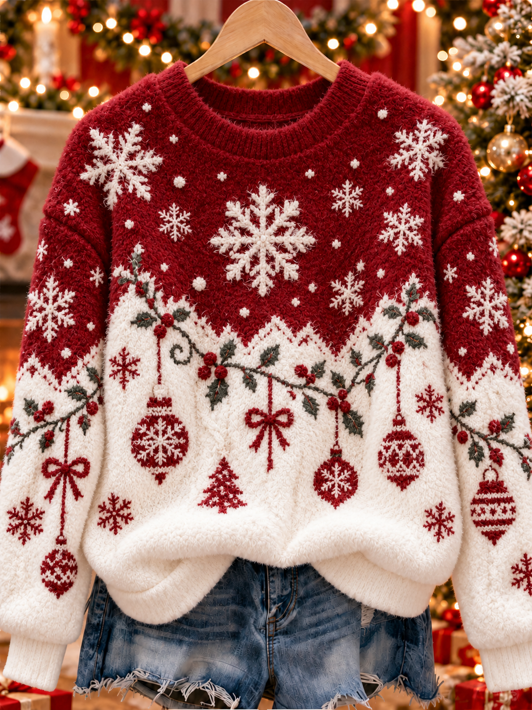 Kvinders juleflanelsweatshirt