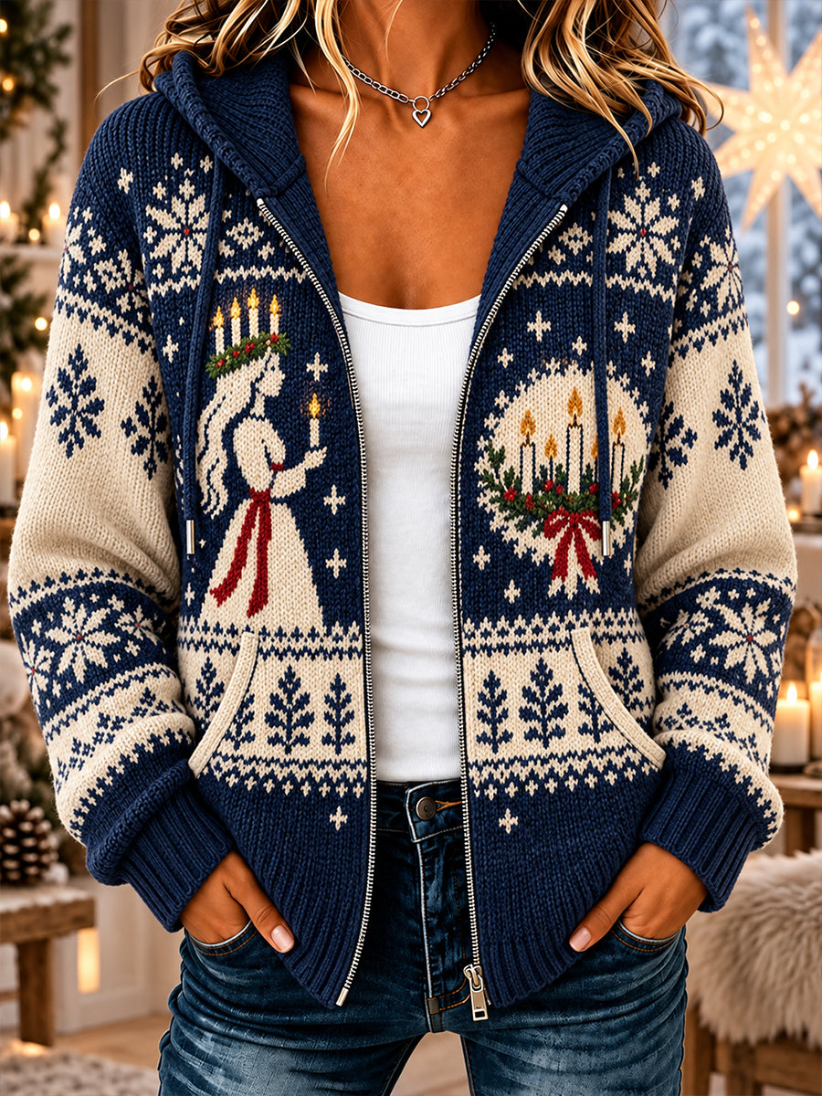 Kvinner i St. Lucia's dag grafikk utskrift strikt HoodieComment