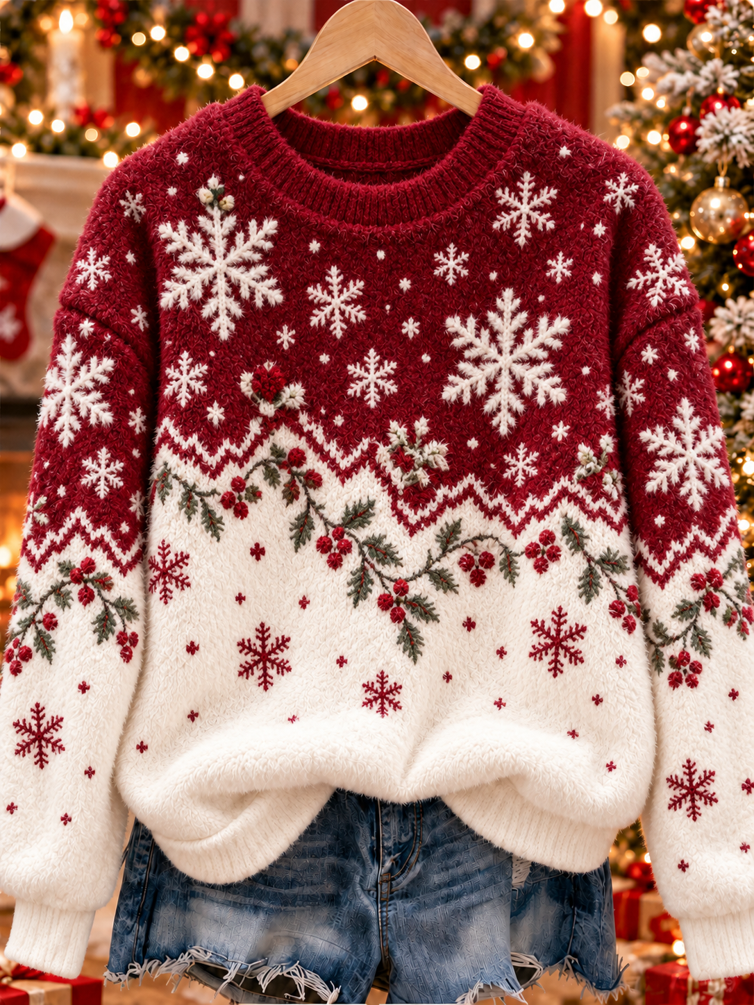 Kvinders juleflanelsweatshirt