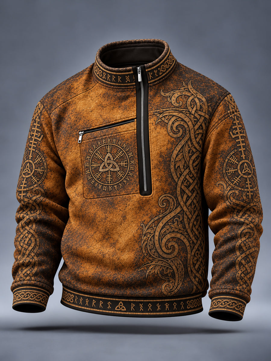Herre-vikingmønstret afslappet sweatshirt