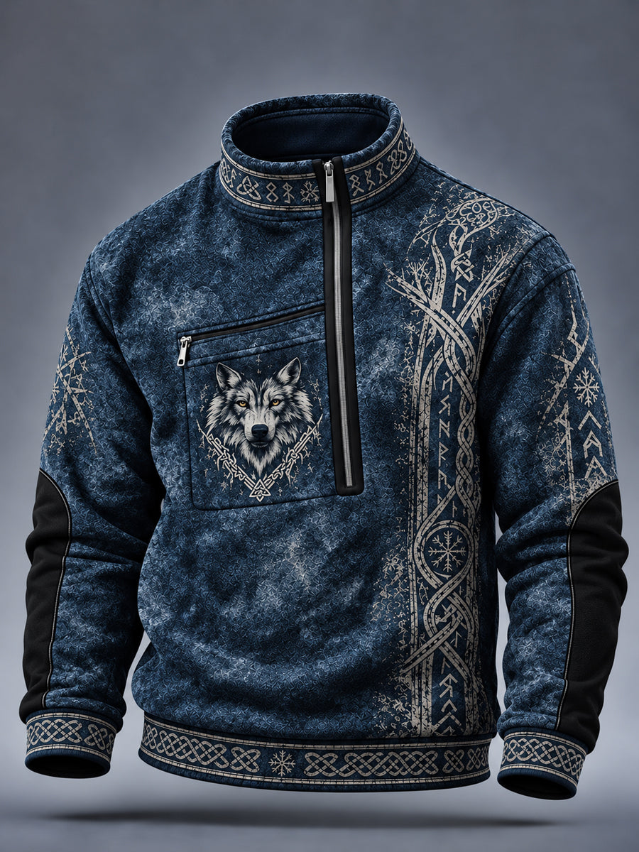 Herre-vikingmønstret afslappet sweatshirt