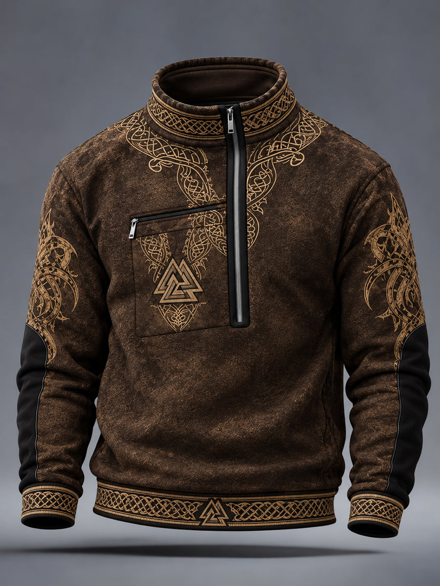 Herre-vikingmønstret afslappet sweatshirt