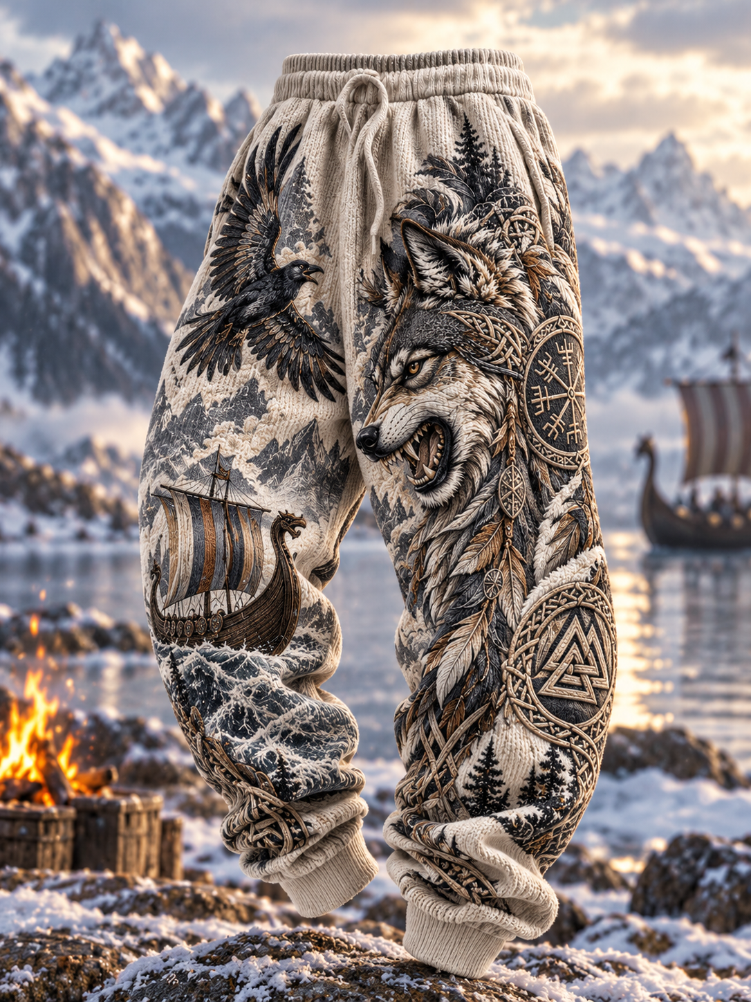 Mænds vintage vikingernes norrøne mytologi Valknut keltisk knude bukser