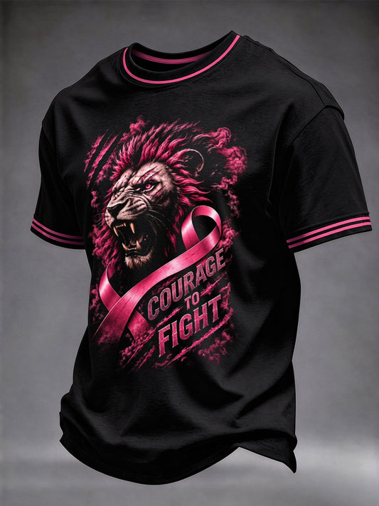Mænds T-shirt til støtte for brystkræftsbevidsthed: "Rigtige mænd bærer pink"