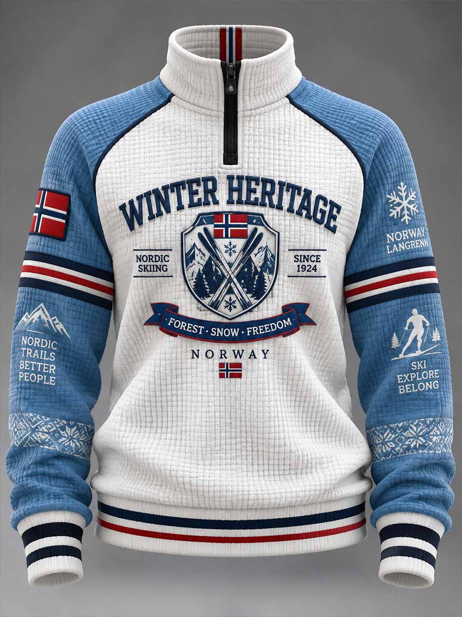 Vintage herre-sweatshirt med off-road-skimotiv