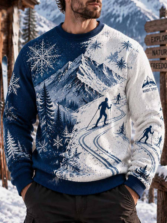 Vintage herre-sweatshirt med off-road-skimotiv
