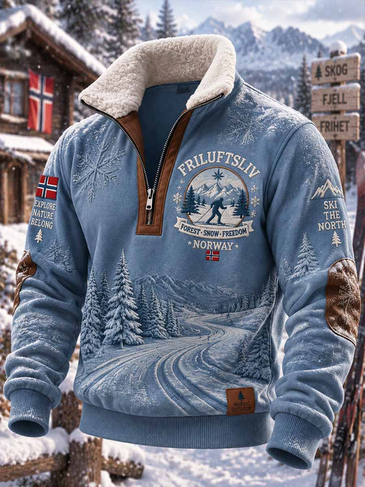 Vintage herre-sweatshirt med off-road-skimotiv