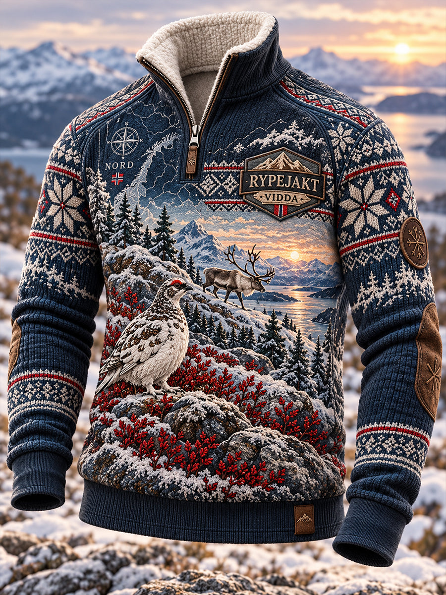 Herrens Norges jakt sesong Placketed Sweater ermer