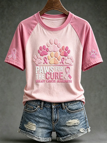 Kvinders brystkræft tema Paws For The Cure slogan søde hund print afslappet kort ærme T-shirt