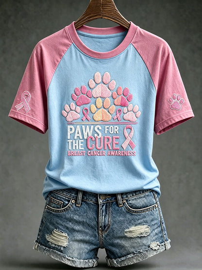 Kvinders brystkræft tema Paws For The Cure slogan søde hund print afslappet kort ærme T-shirt