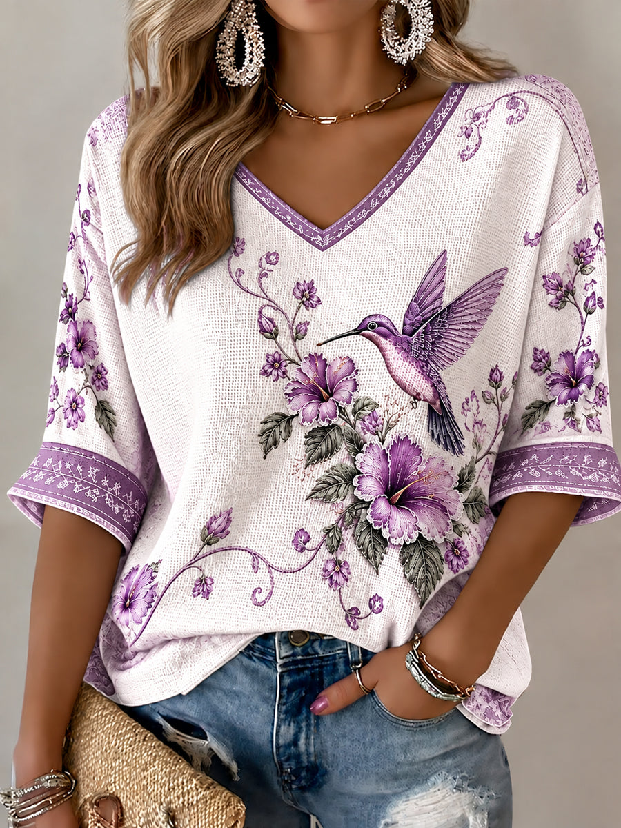 Kvinders lilla kunst Print Casual T-shirt