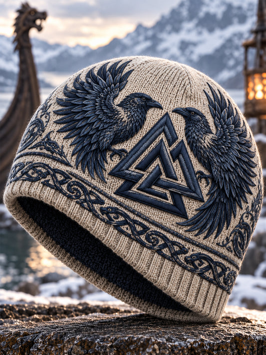 Vikingkunst Vintage efterårs- og vinterlue – varm og kold strikket hat