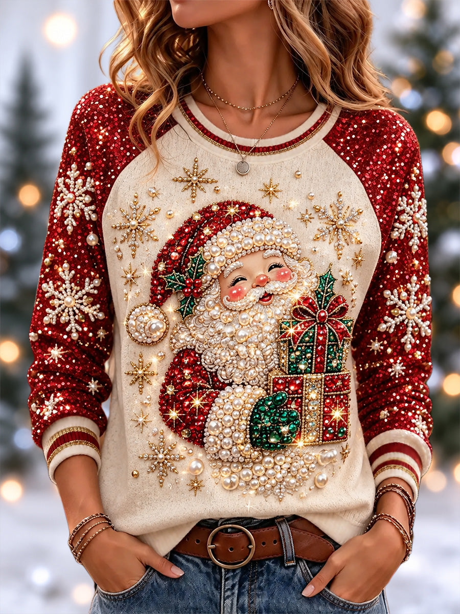 Kvinder jul julen Claus Print Casual Sweatshirt