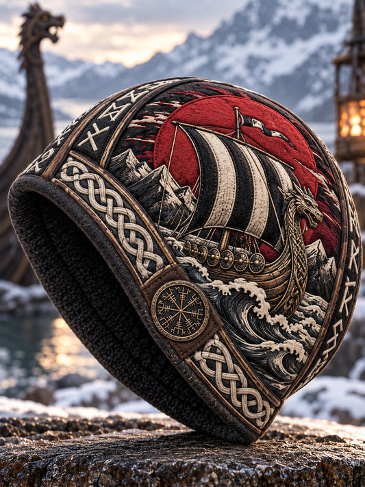 Vikingkunst Vintage efterårs- og vinterlue – varm og kold strikket hat