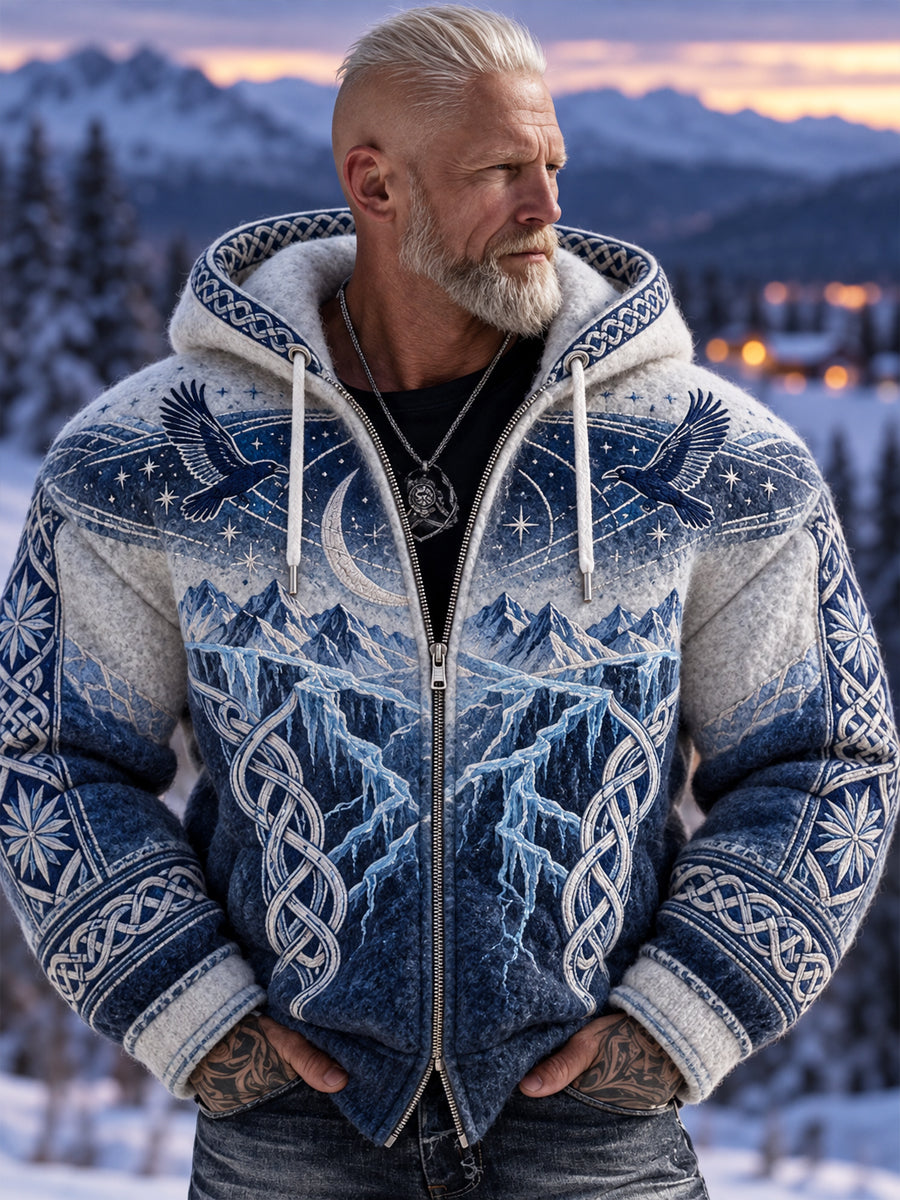 Mænds Vintage Viking “Styrke i mørket” Flannel hættefuld jakke