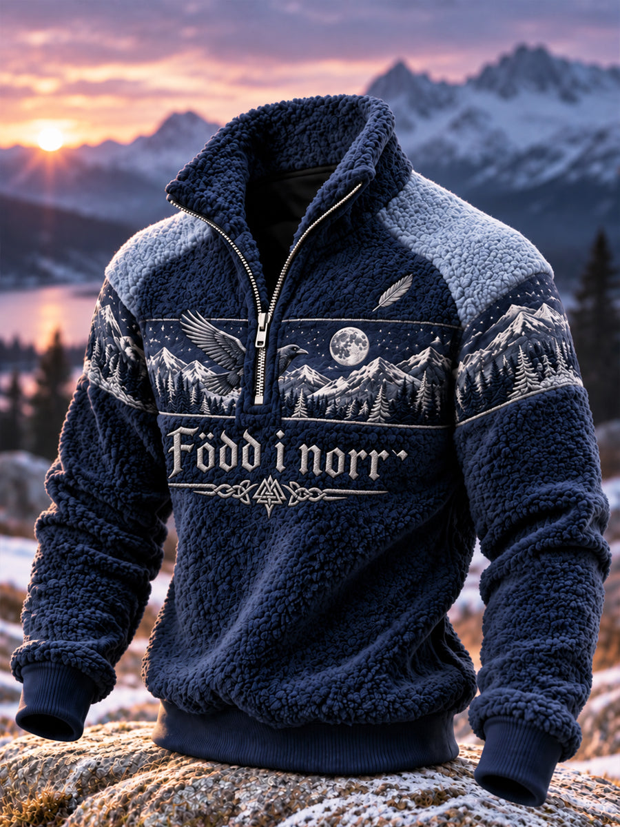 Herrens Vintage Viking “Født af norden” Flannel Sweatshirt