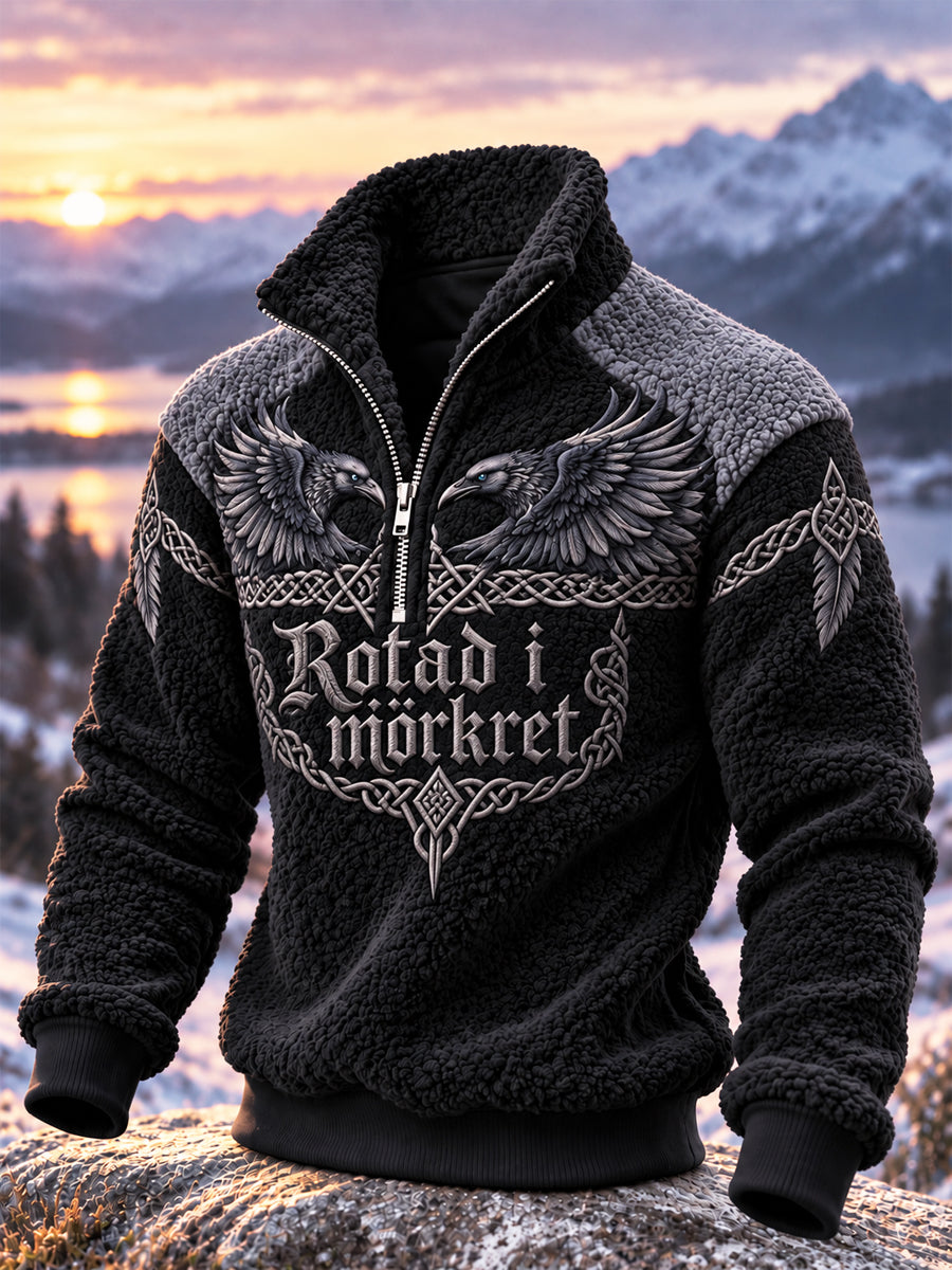 Mænds Retro vikinge “Frygt uden mørke” Flannel Sweatshirt