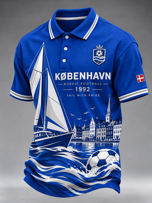 Mænds kortærme Polo skjorte med mindehold-tema prints