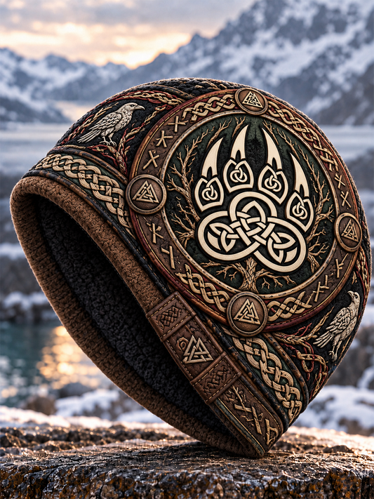 Vikingkunst Vintage efterårs- og vinterlue – varm og kold strikket hat