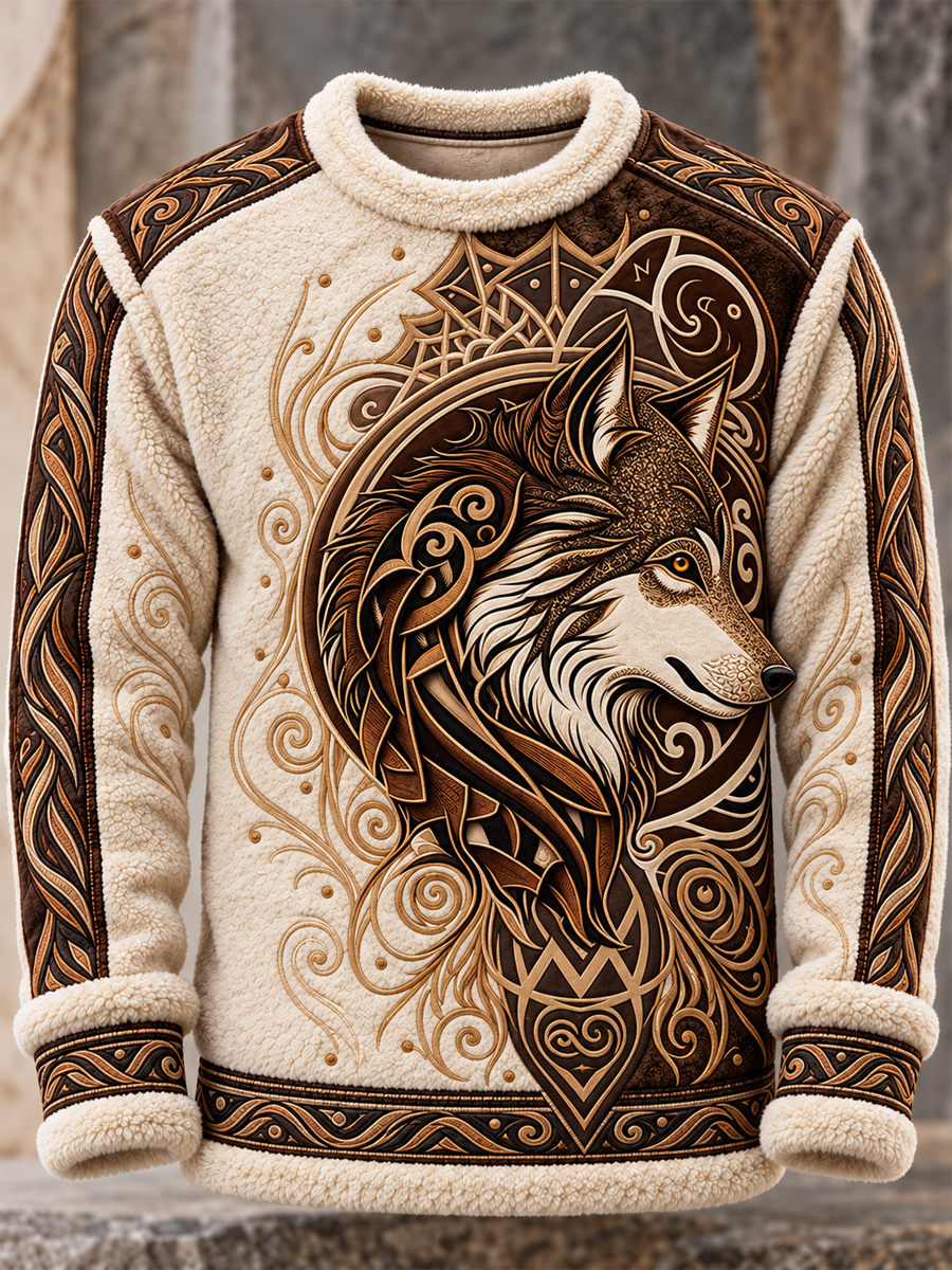 Herre Viking Kunst Rundhals Flanell Trøje