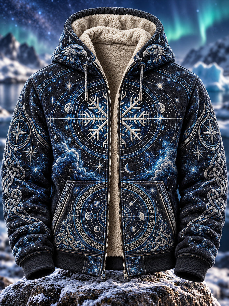 Vintage Viking-stil Nordic Fleece-Lined Zipper Hoodies
