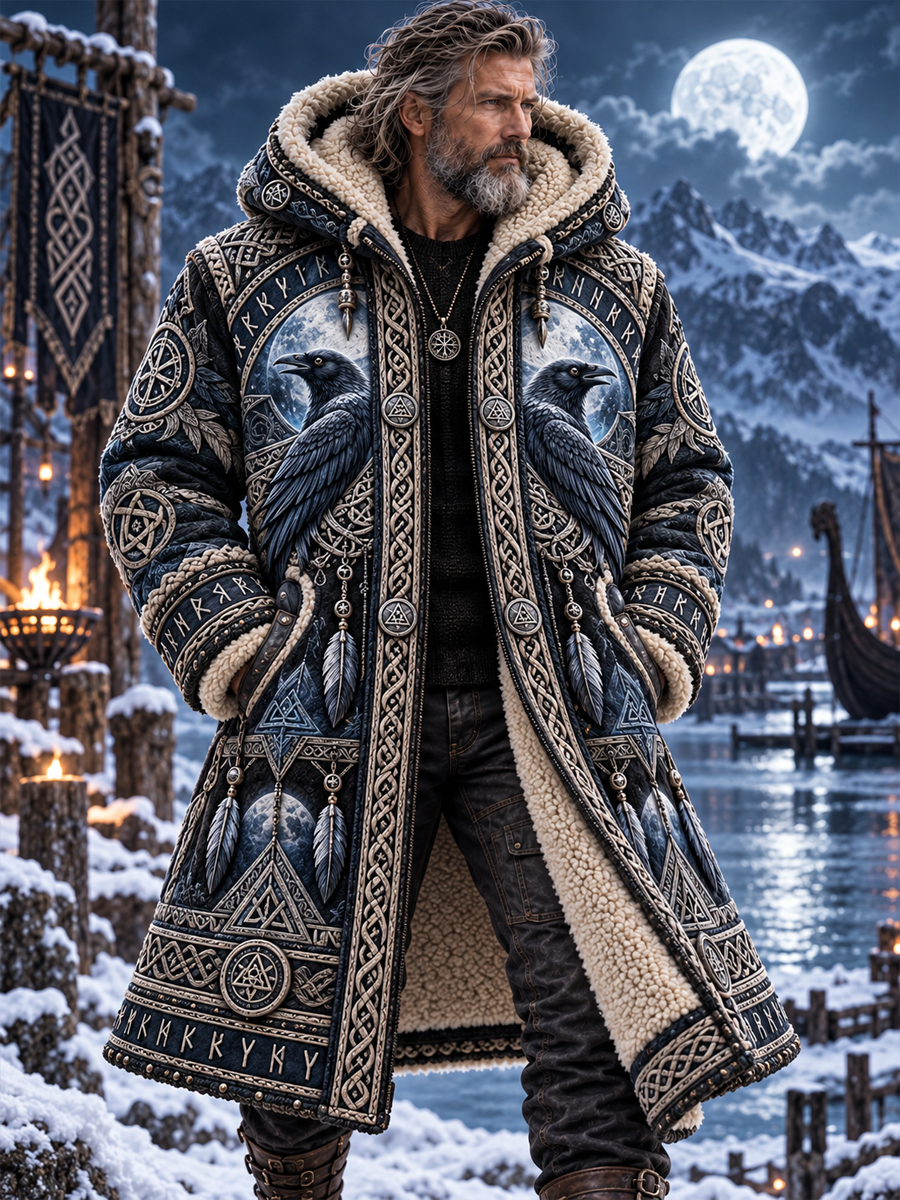 Herre Viking Art fleecefodret hættetrøje