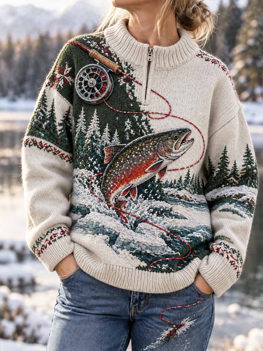 Kvinders traditionelle fiskeri mønster Print Sweater Print