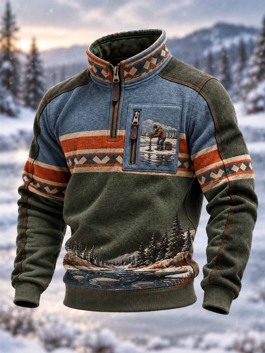 Mænds Traditionelle Fiskeri opskrift Print Sweatshirt