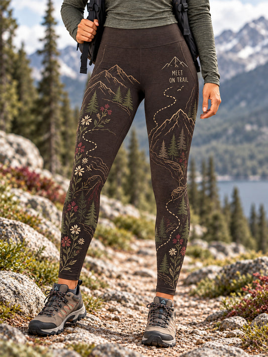 Kvinders Vildmarkssti Print Vandrefrøndet Leggings