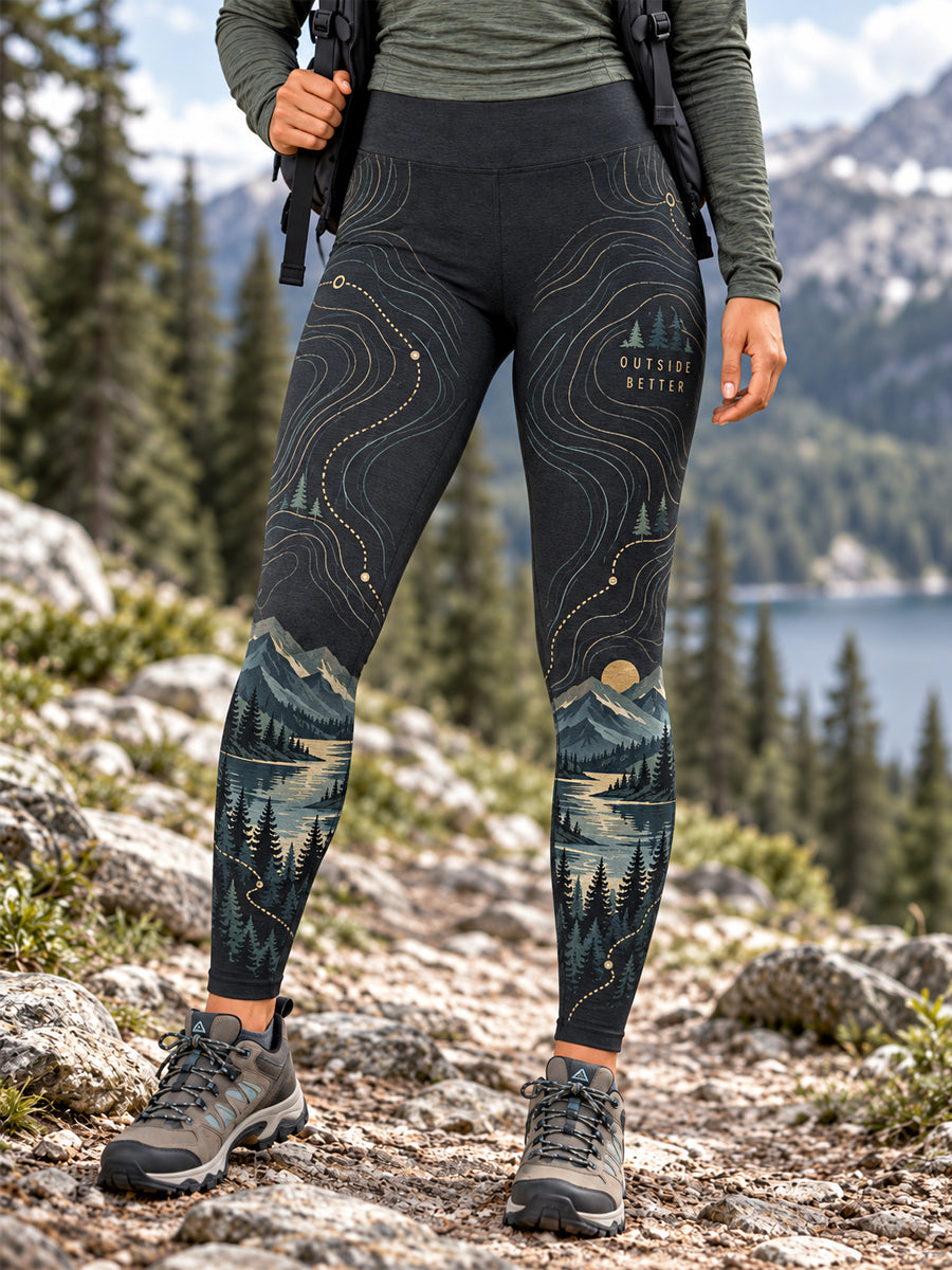 Kvinders Vildmarkssti Print Vandrefrøndet Leggings