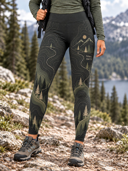Kvinders Vildmarkssti Print Vandrefrøndet Leggings
