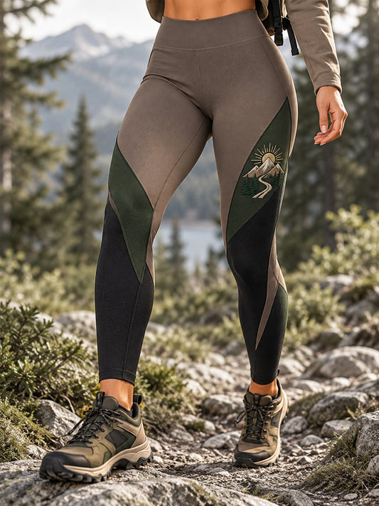 Kvinders Vildmarkssti Print Vandrefrøndet Leggings