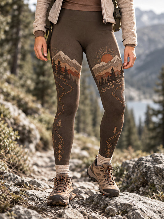 Kvinders Wilderness Trail Print Vandring Elskere Leggings