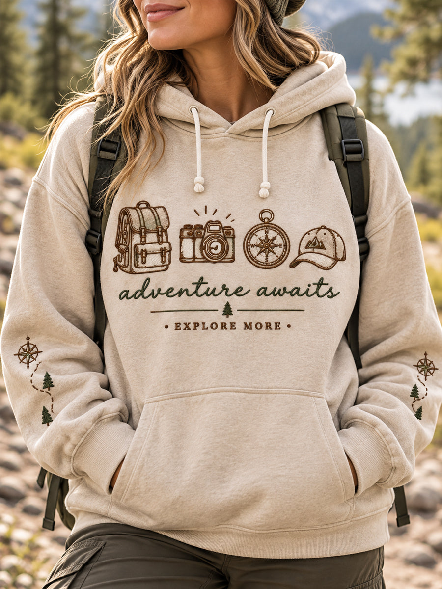 Kvinders eventyr venter på at udforske mere vandrer Casual Hoodie.