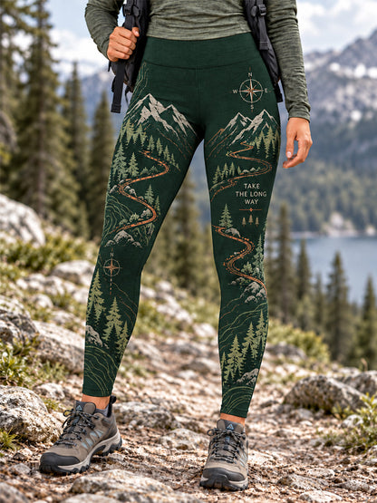 Kvinders Vildmarkssti Print Vandrefrøndet Leggings