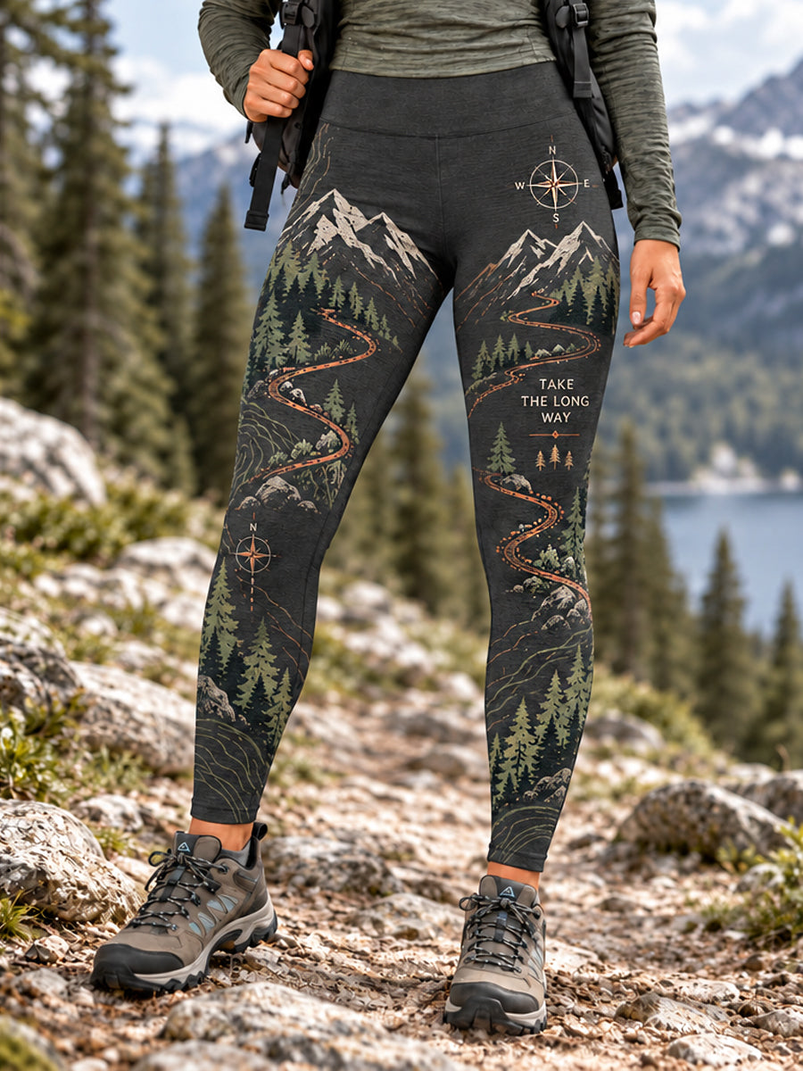Kvinders Vildmarkssti Print Vandrefrøndet Leggings