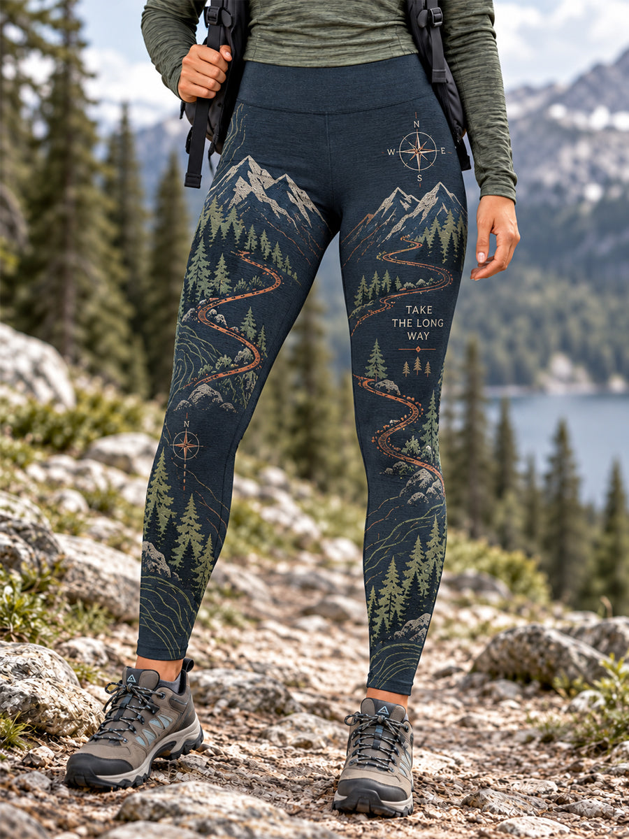 Kvinders Vildmarkssti Print Vandrefrøndet Leggings
