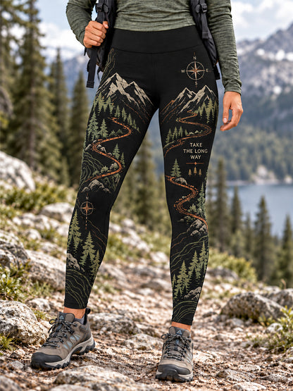 Kvinders Vildmarkssti Print Vandrefrøndet Leggings