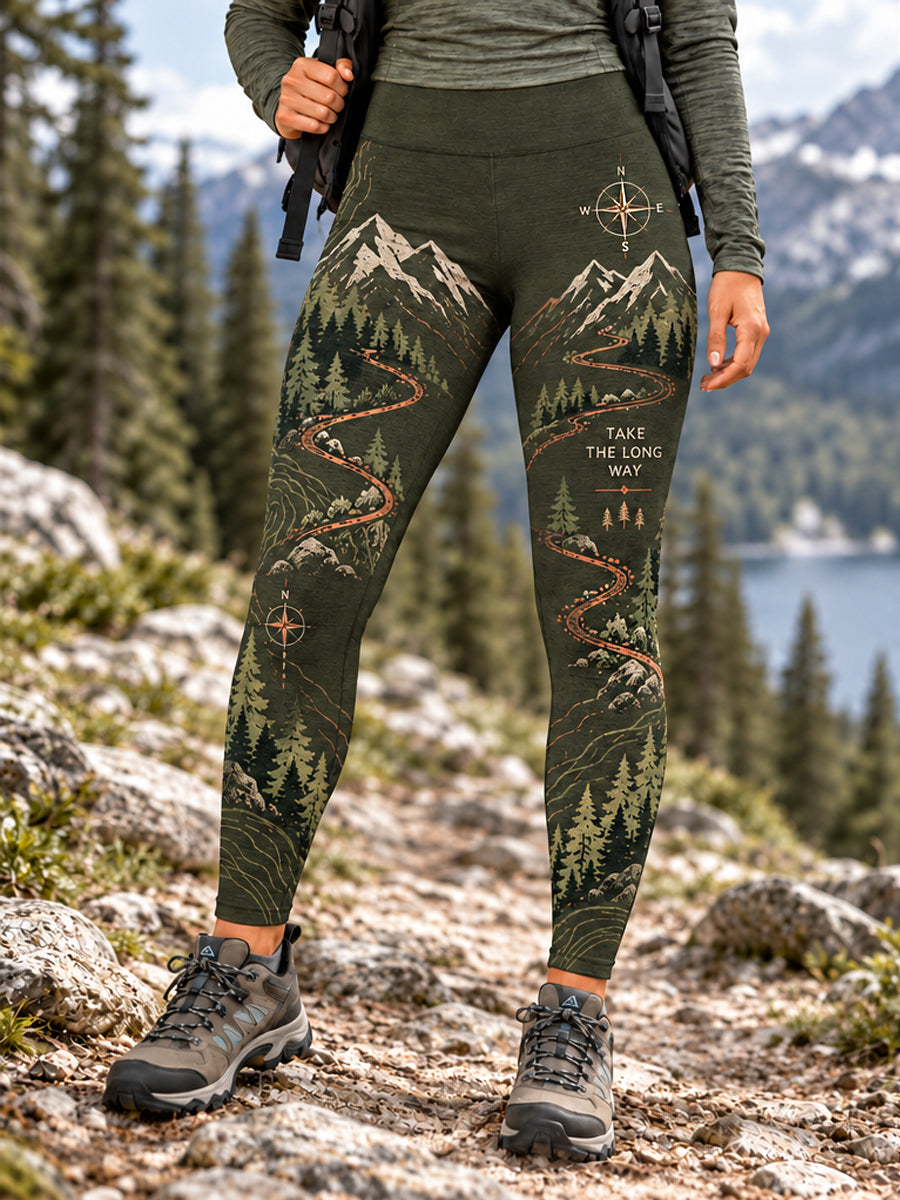 Kvinders Vildmarkssti Print Vandrefrøndet Leggings