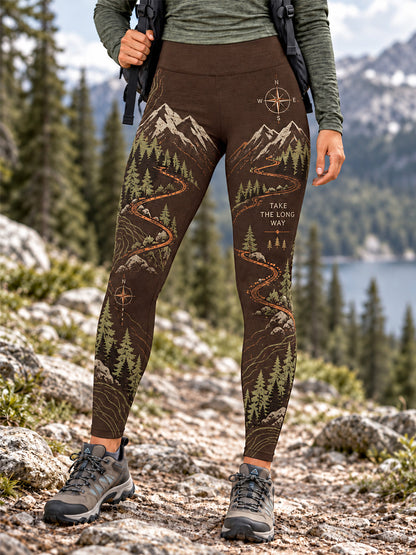 Kvinders Vildmarkssti Print Vandrefrøndet Leggings