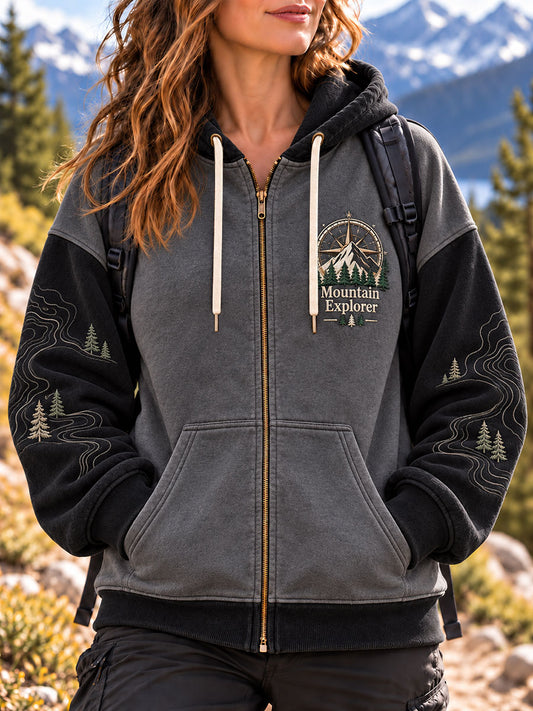 Kvinders bjerg Explorer Print Zip-Up Hoodie