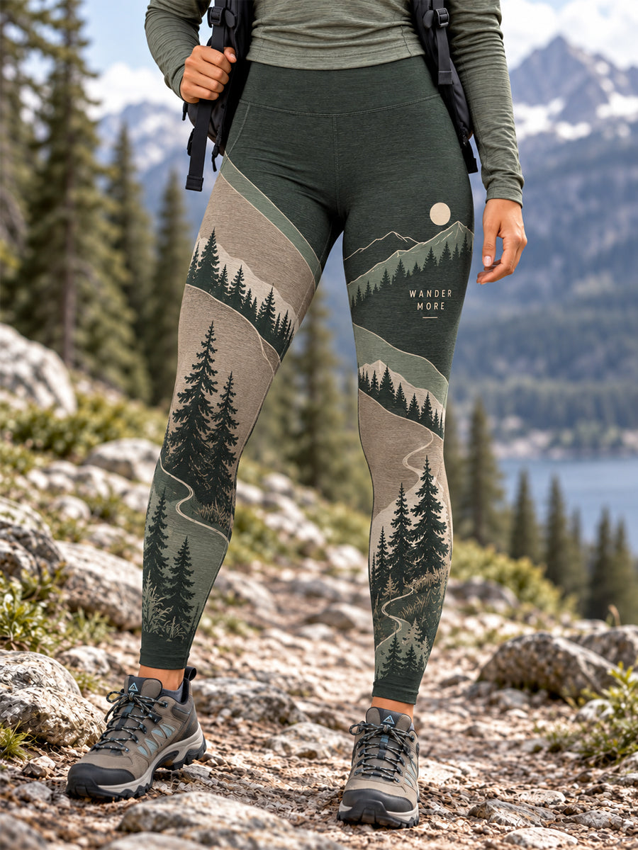 Kvinders Vildmarkssti Print Vandrefrøndet Leggings