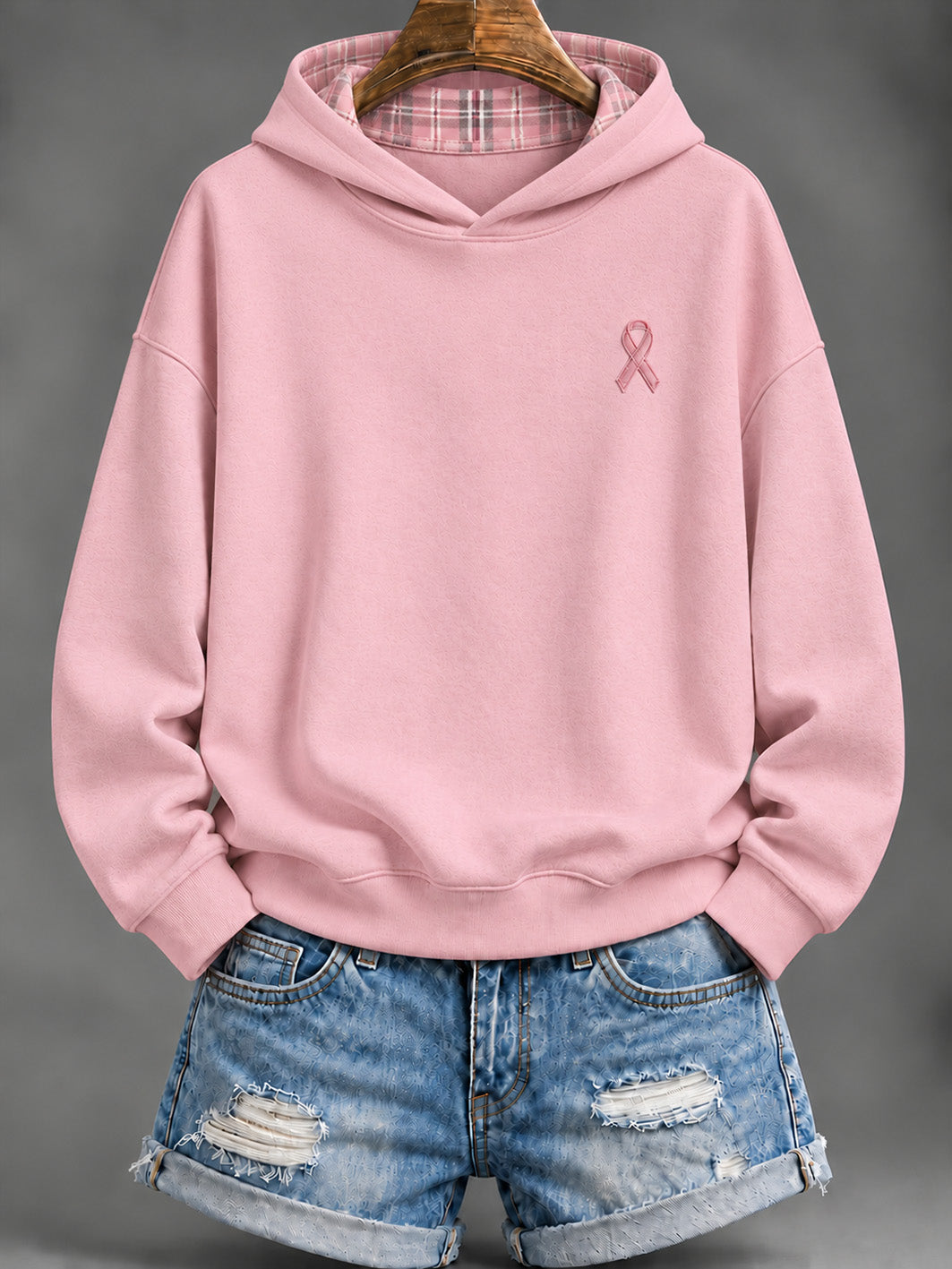 Kvinders Pink Charity Bånd mønster Casual Hoodie Mønster