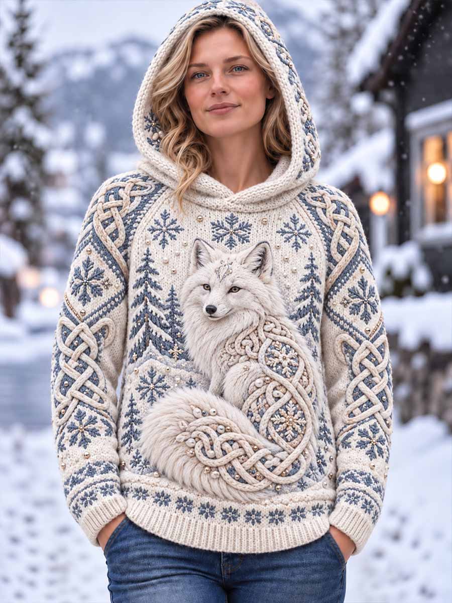 Kvinder Nordic Fox mønster Print Hoodie Sweater Print
