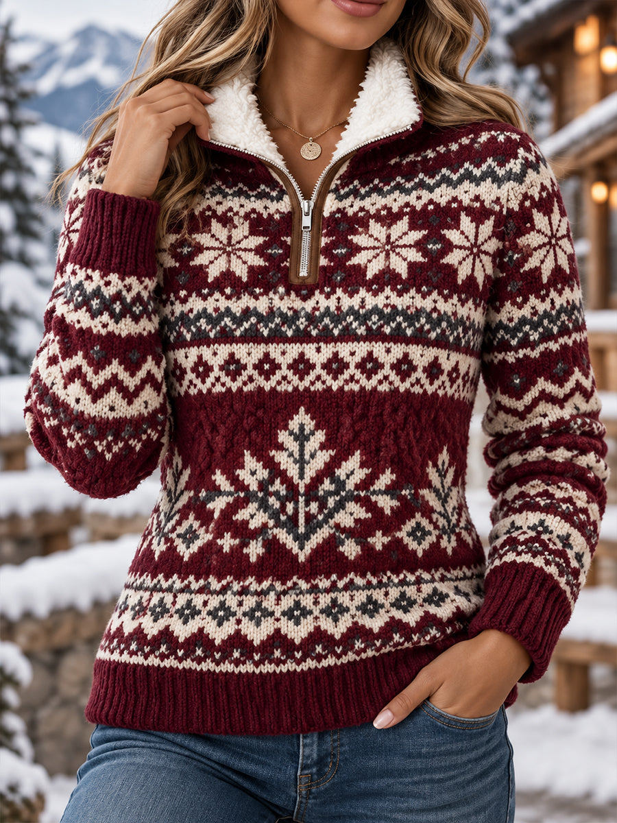 Kvinders turtlenhals Strik sweater/ sweatshirt med etniske-inspirerede prints