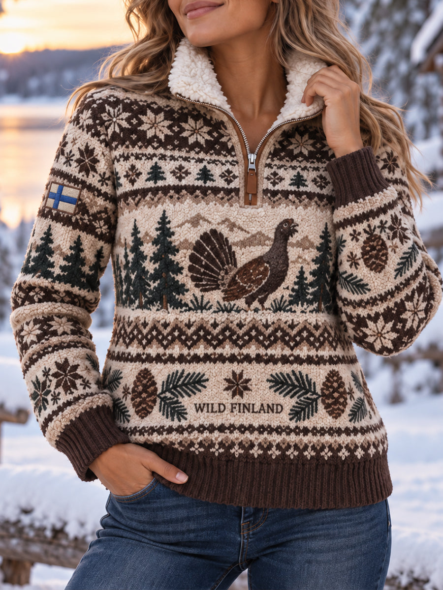 Naisten etninen-tyylinen korkea-kaula neulottu Sweatshirt talvi metsästys-Season teema-jälkiä