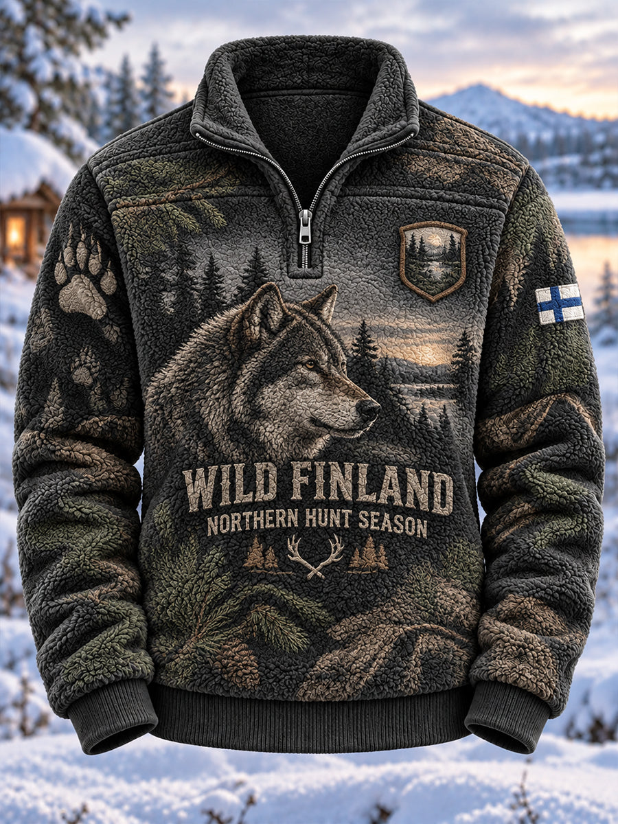 Miesten etninen-tyylinen korkea-kaula neulettainen Sweatshirt talvi metsästys-teemaan