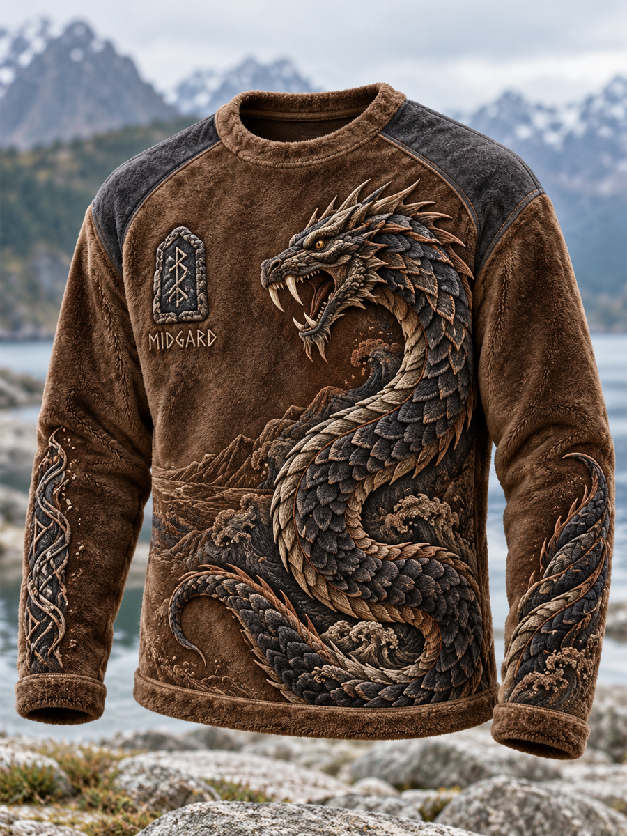 Herre Viking Kunst Rundhals Flanell Trøje