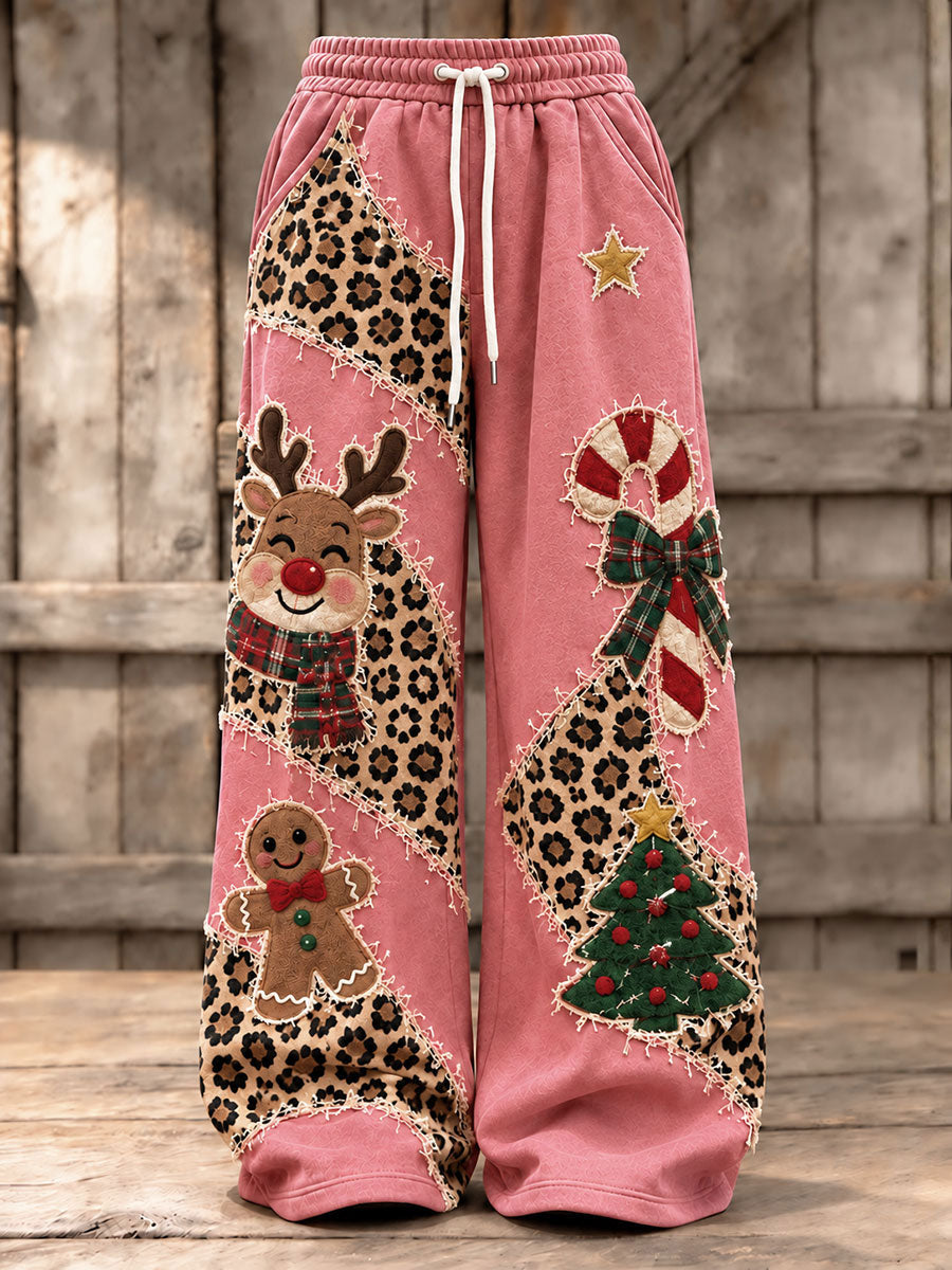 Kvinders jul hjort honningkager mand Træ Print sweatbuks